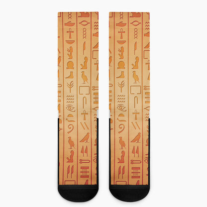 Egyptian Hieroglyphs Symbol Print Crew Socks