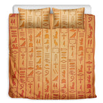 Egyptian Hieroglyphs Symbol Print Duvet Cover Bedding Set