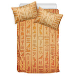 Egyptian Hieroglyphs Symbol Print Duvet Cover Bedding Set