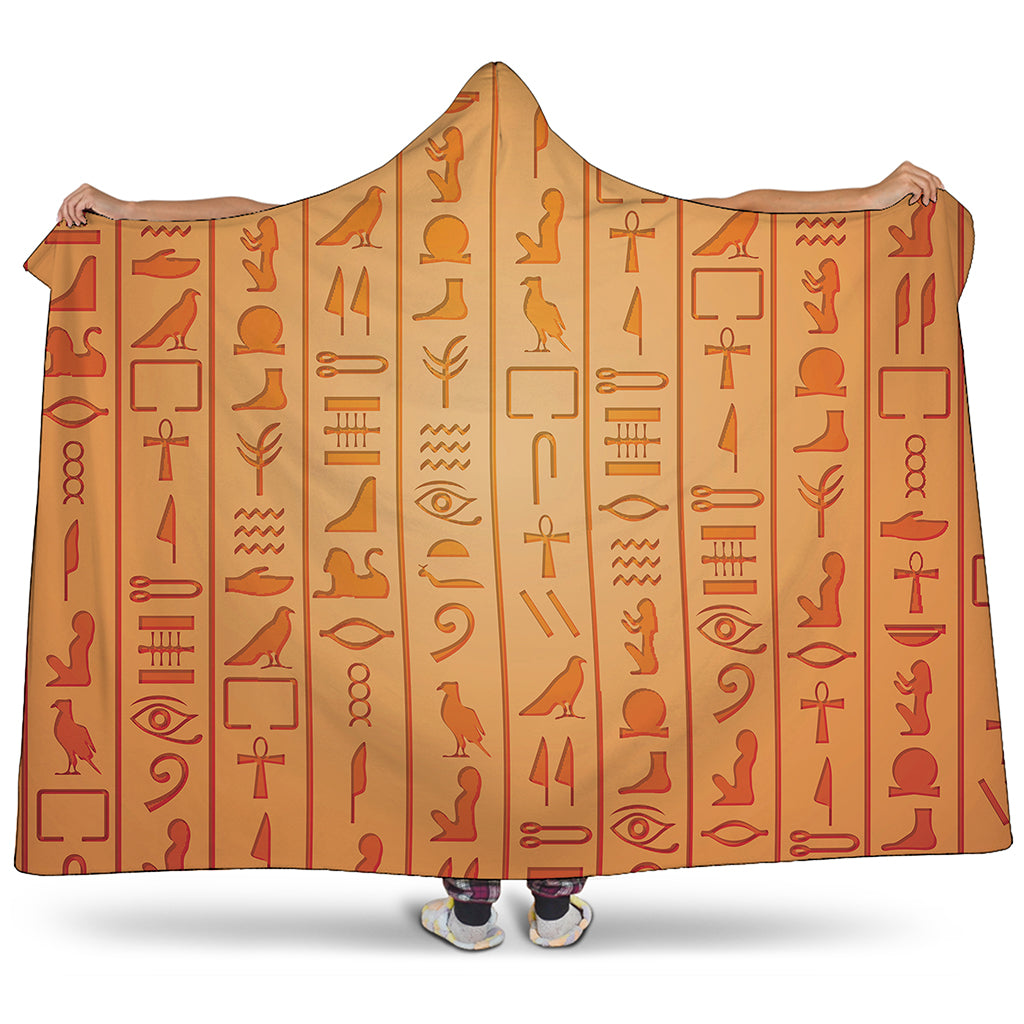Egyptian Hieroglyphs Symbol Print Hooded Blanket