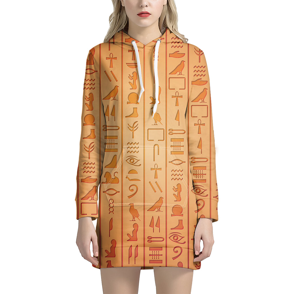 Egyptian Hieroglyphs Symbol Print Hoodie Dress