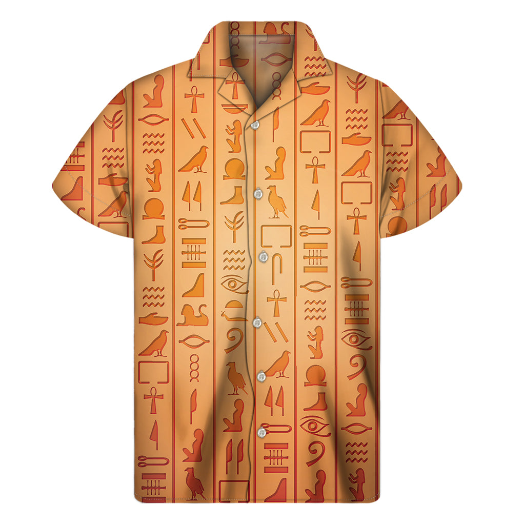 Egyptian Hieroglyphs Symbol Print Men's Short Sleeve Shirt
