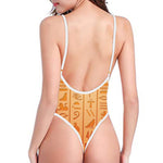 Egyptian Hieroglyphs Symbol Print One Piece High Cut Swimsuit