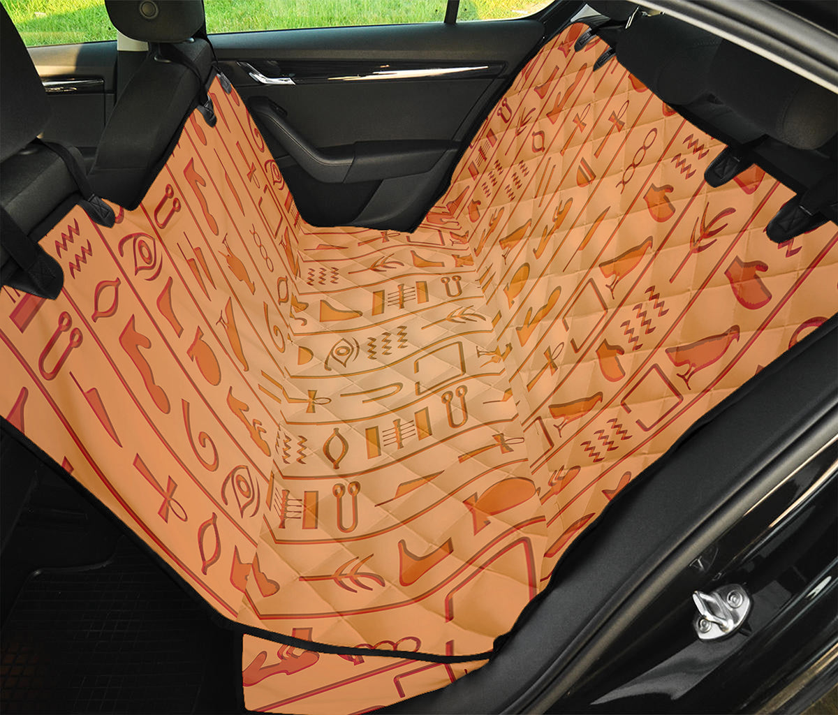 Egyptian Hieroglyphs Symbol Print Pet Car Back Seat Cover