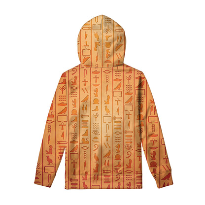 Egyptian Hieroglyphs Symbol Print Pullover Hoodie