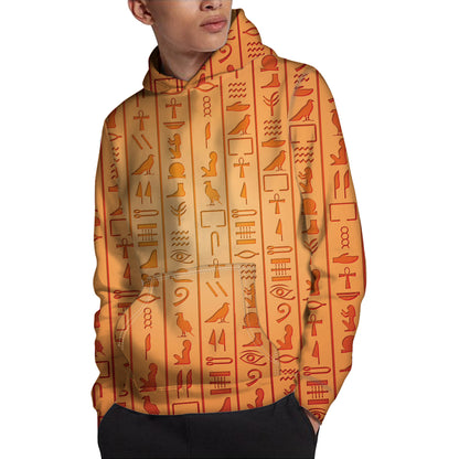 Egyptian Hieroglyphs Symbol Print Pullover Hoodie