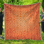 Egyptian Hieroglyphs Symbol Print Quilt
