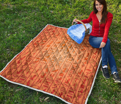 Egyptian Hieroglyphs Symbol Print Quilt