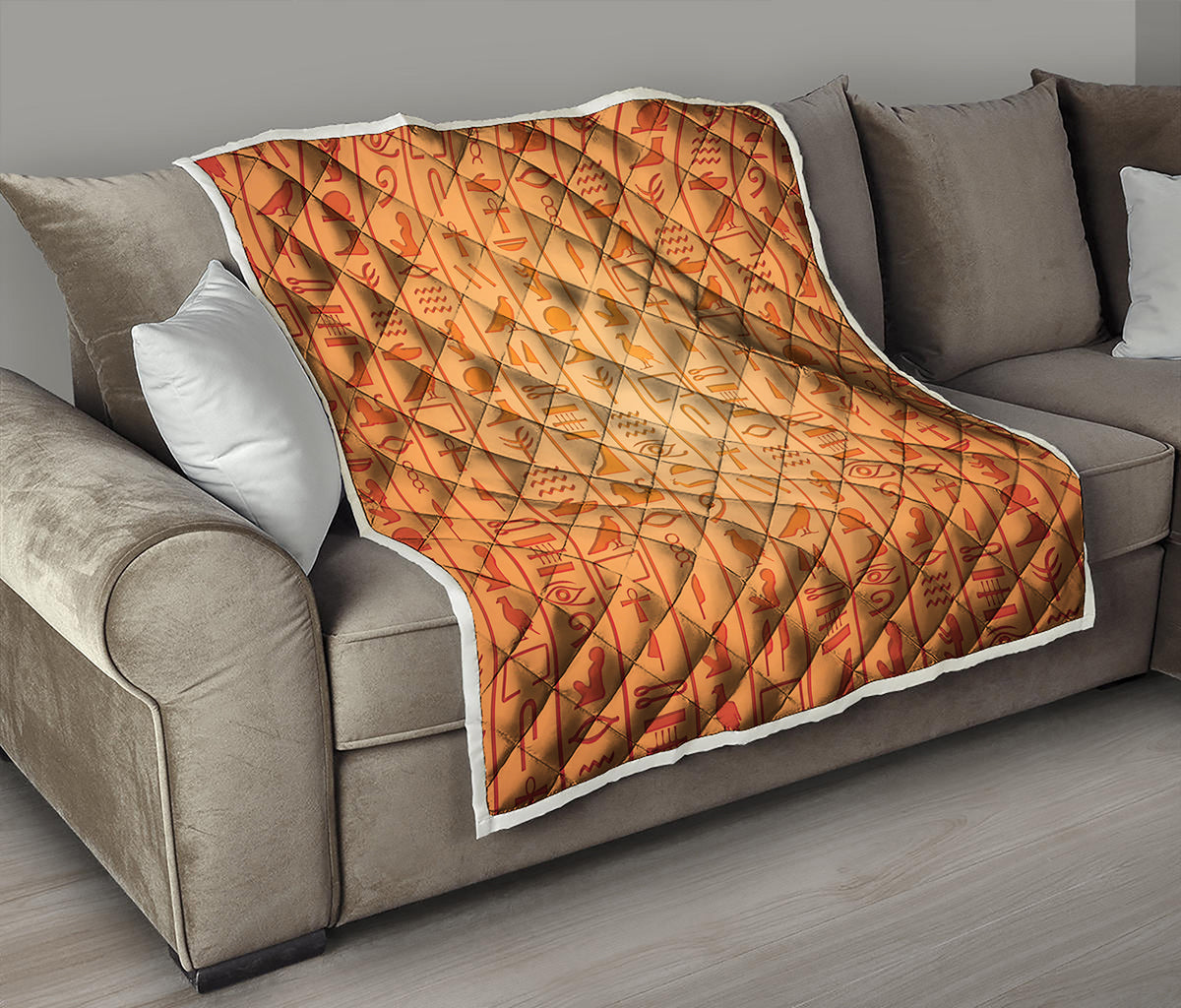 Egyptian Hieroglyphs Symbol Print Quilt