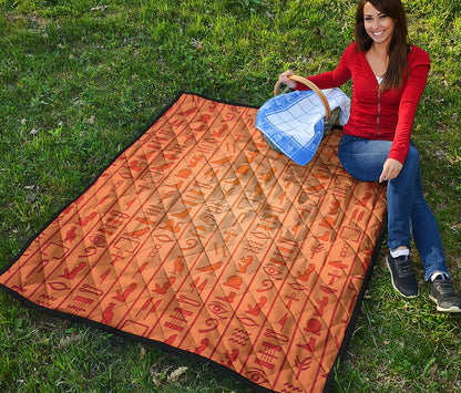 Egyptian Hieroglyphs Symbol Print Quilt