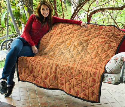 Egyptian Hieroglyphs Symbol Print Quilt