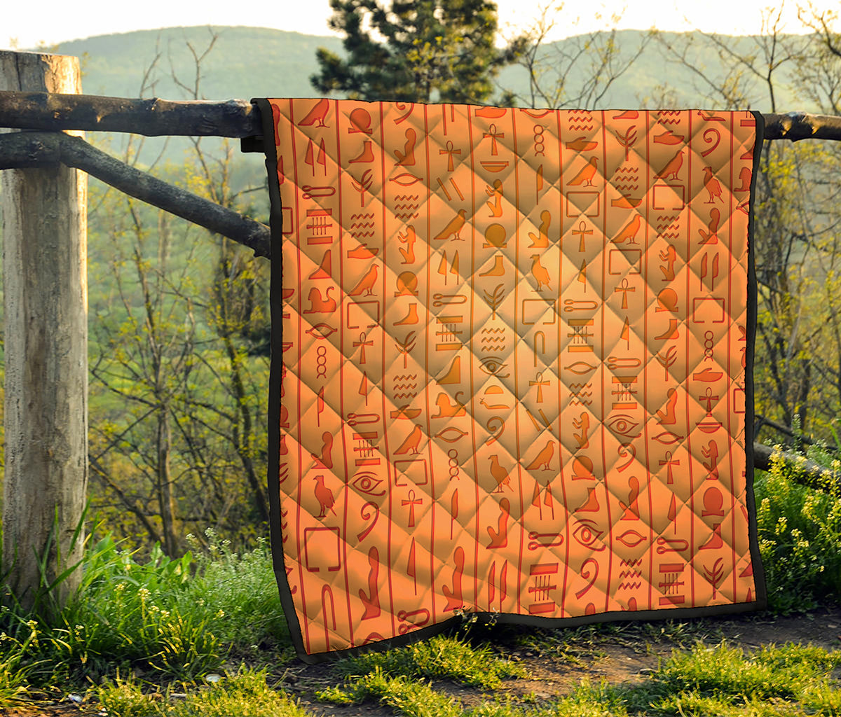Egyptian Hieroglyphs Symbol Print Quilt