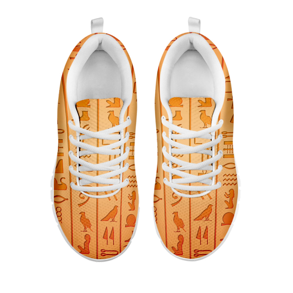 Egyptian Hieroglyphs Symbol Print White Sneakers