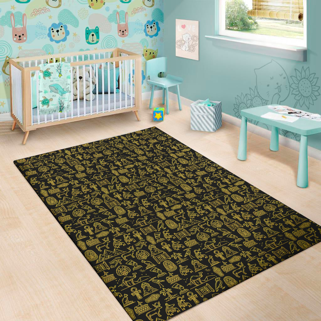 Egyptian Symbols Pattern Print Area Rug