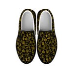 Egyptian Symbols Pattern Print Black Slip On Shoes