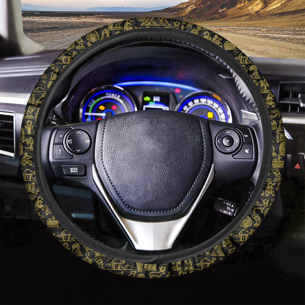 Egyptian Symbols Pattern Print Car Steering Wheel Cover
