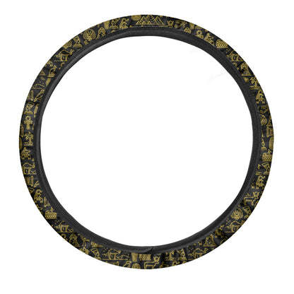 Egyptian Symbols Pattern Print Car Steering Wheel Cover