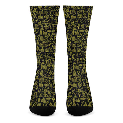 Egyptian Symbols Pattern Print Crew Socks