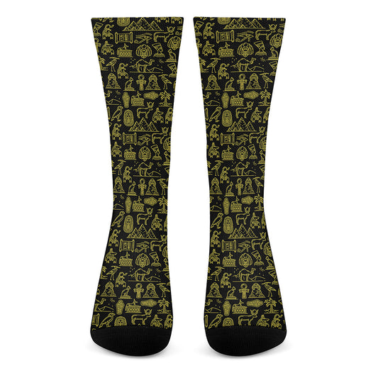 Egyptian Symbols Pattern Print Crew Socks