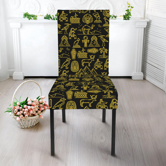 Egyptian Symbols Pattern Print Dining Chair Slipcover