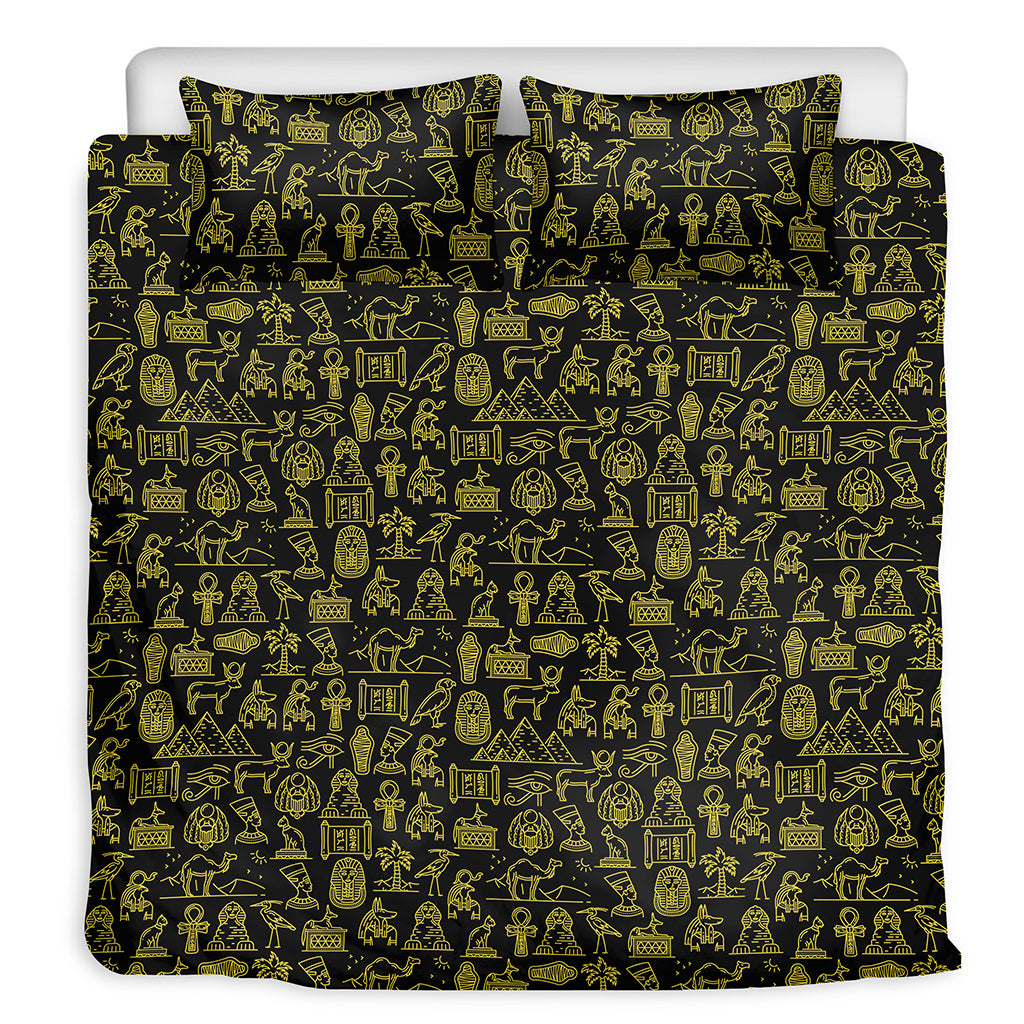 Egyptian Symbols Pattern Print Duvet Cover Bedding Set
