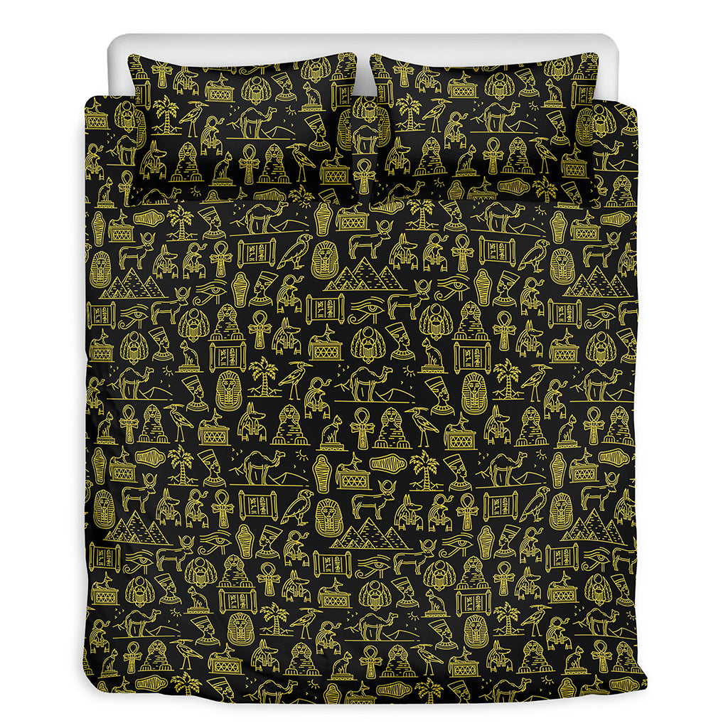 Egyptian Symbols Pattern Print Duvet Cover Bedding Set