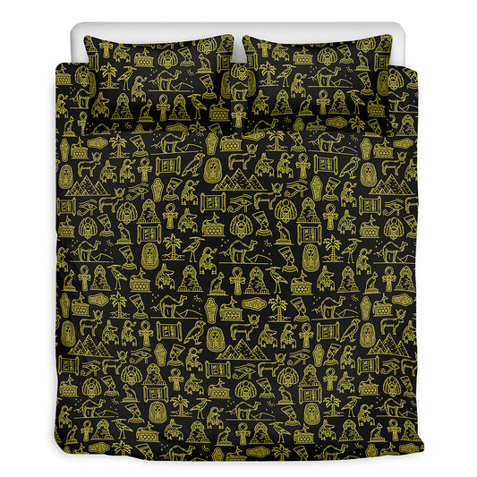 Egyptian Symbols Pattern Print Duvet Cover Bedding Set