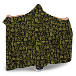 Egyptian Symbols Pattern Print Hooded Blanket