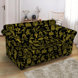 Egyptian Symbols Pattern Print Loveseat Slipcover