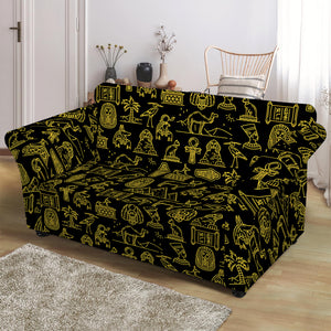 Egyptian Symbols Pattern Print Loveseat Slipcover