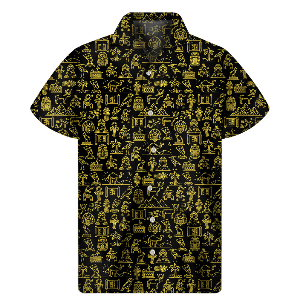 Egyptian Symbols Pattern Print Men's Short Sleeve Shirt