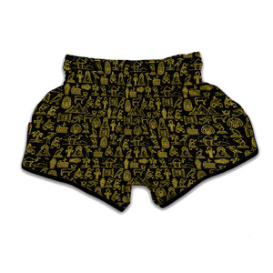 Egyptian Symbols Pattern Print Muay Thai Boxing Shorts