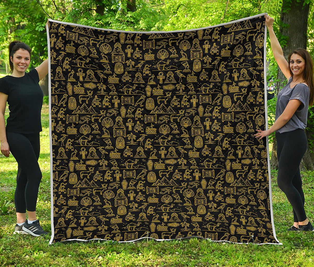 Egyptian Symbols Pattern Print Quilt