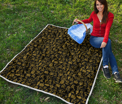 Egyptian Symbols Pattern Print Quilt