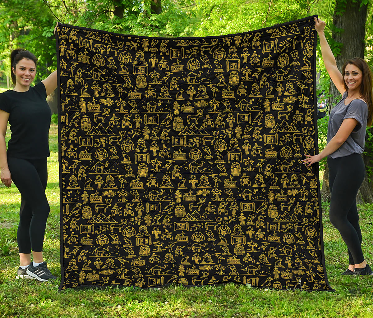 Egyptian Symbols Pattern Print Quilt