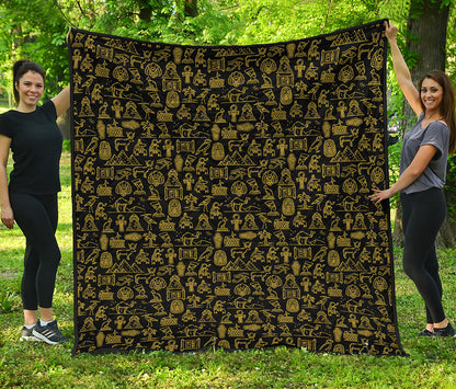 Egyptian Symbols Pattern Print Quilt