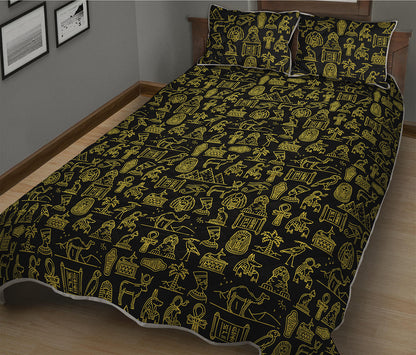Egyptian Symbols Pattern Print Quilt Bed Set