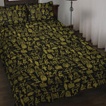 Egyptian Symbols Pattern Print Quilt Bed Set