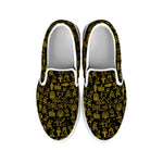 Egyptian Symbols Pattern Print White Slip On Shoes