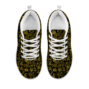 Egyptian Symbols Pattern Print White Sneakers