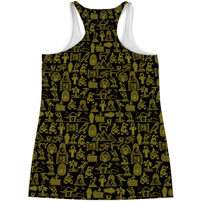 Egyptian Symbols Pattern Print Women's Racerback Tank Top