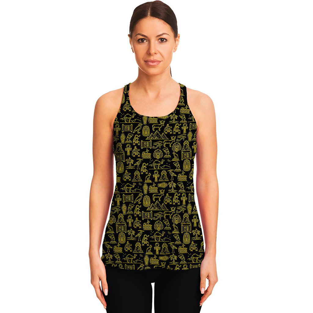 Egyptian Symbols Pattern Print Women's Racerback Tank Top