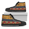 Egyptian Tribal Pattern Print Black High Top Sneakers