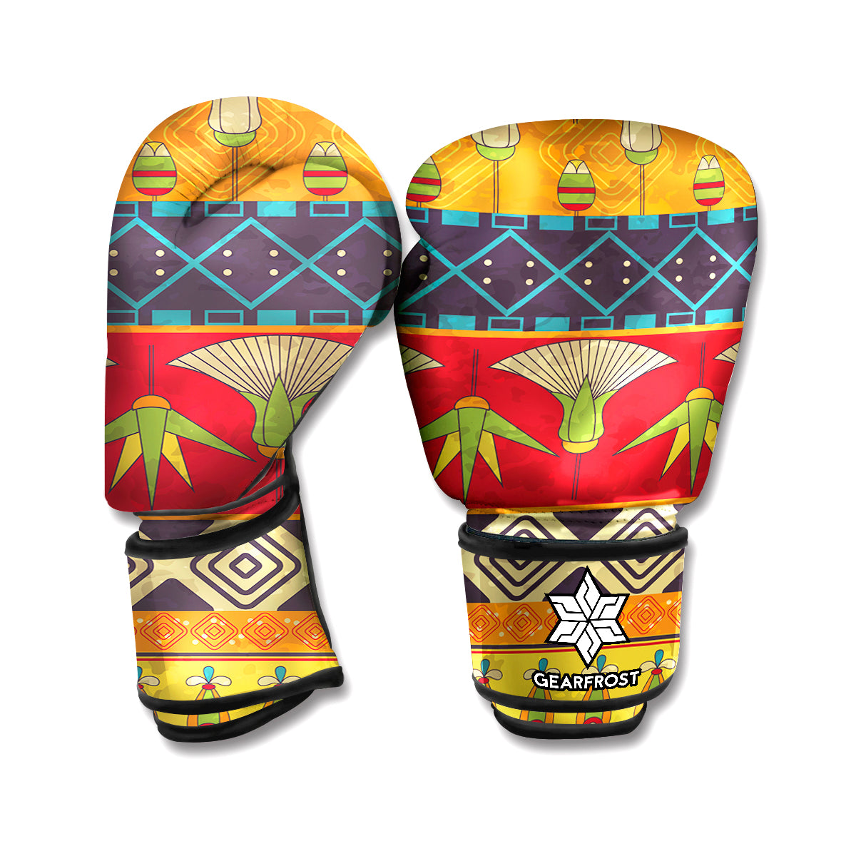 Egyptian Tribal Pattern Print Boxing Gloves