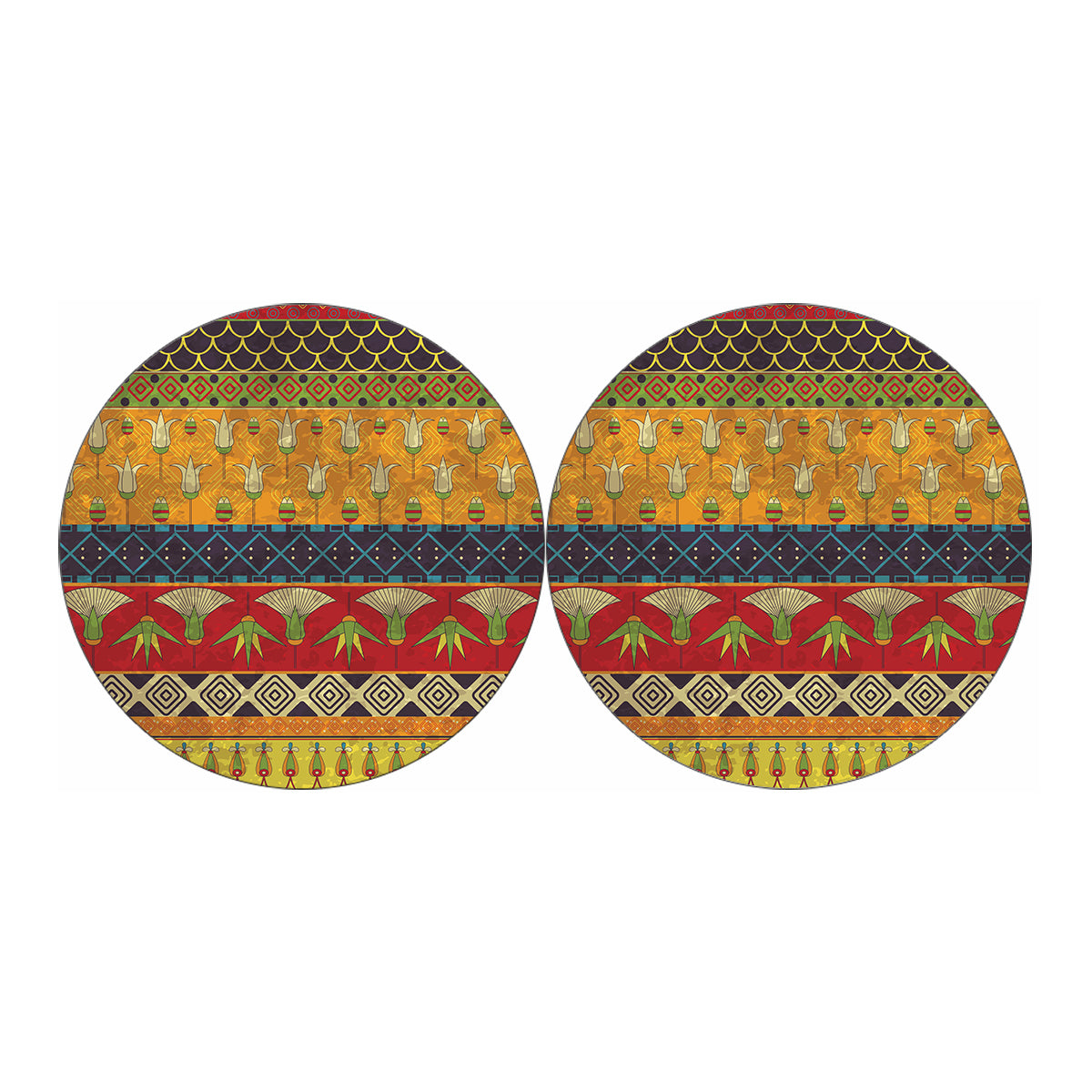 Egyptian Tribal Pattern Print Car Coasters