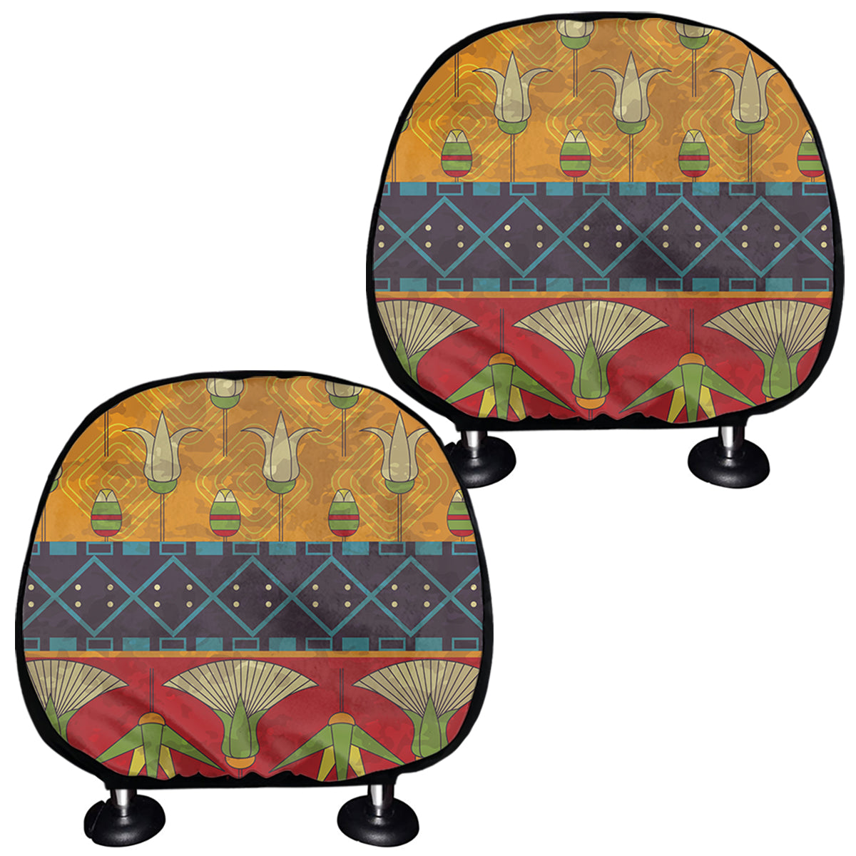 Egyptian Tribal Pattern Print Car Headrest Covers