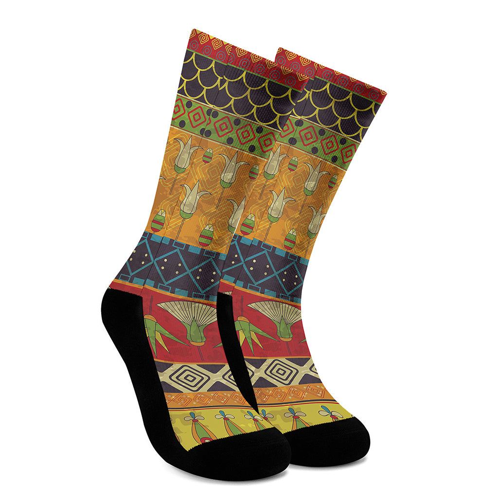 Egyptian Tribal Pattern Print Crew Socks
