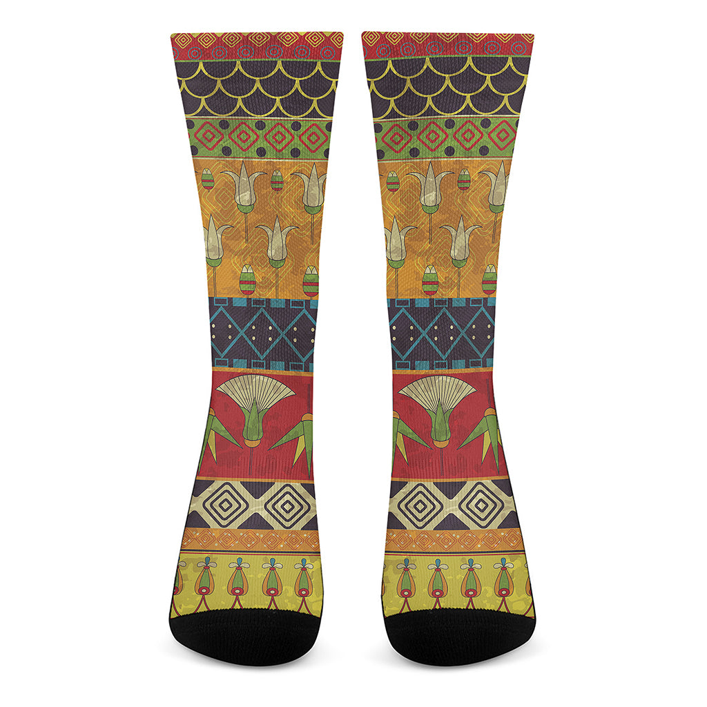 Egyptian Tribal Pattern Print Crew Socks