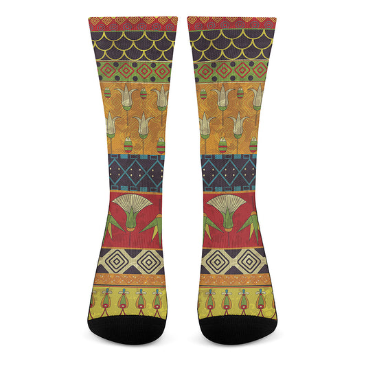 Egyptian Tribal Pattern Print Crew Socks