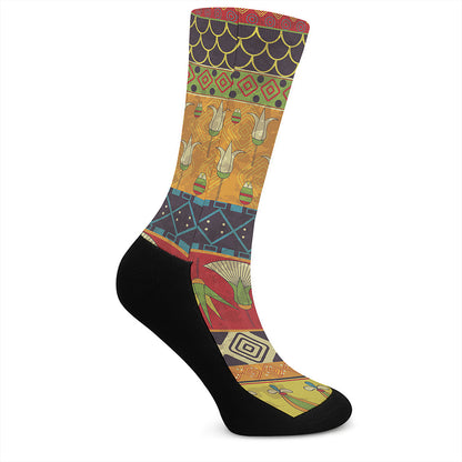 Egyptian Tribal Pattern Print Crew Socks